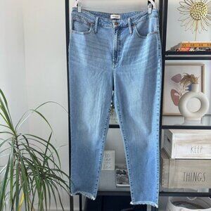 Madewell The Perfect Vintage Jeans in Blue Hoyne Wash Raw Hem High Rise Size 33